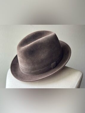 Hückel Premium Fur Felt Fedora Hat Brown Size 7 1/4 Made in Germany Weiche
